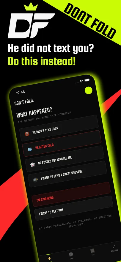 Home screen — What Happened? Tap what triggered you
